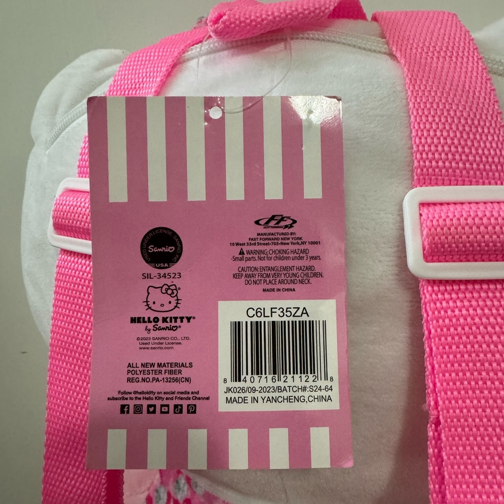 Pink Rhinestone Hello Kitty Plush Backpack - Picture 3 of 3